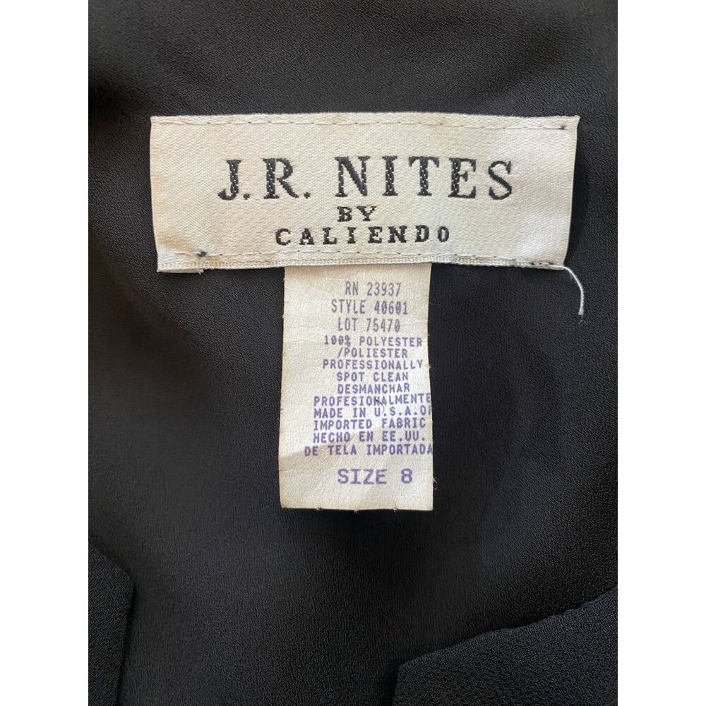 JR Nites By Caliendo Black Layered Tunic Top Silver Beads Asymmetrical Hemline 8 - Picture 10 of 10